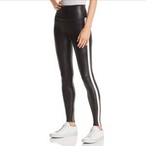 NWT Spanx Faux Leather Side Stripe Leggings Black Size M